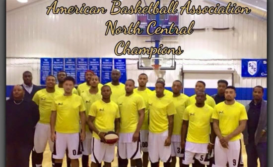 A group of men in yellow shirts and black pants holding basketballs.