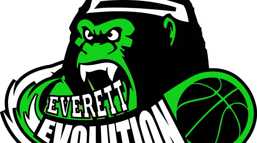 A green and white logo of the everett evolution.