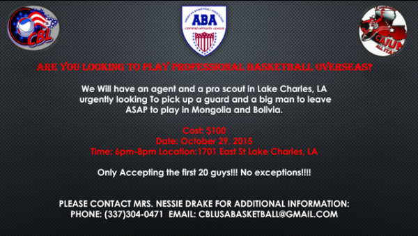 A professional basketball team is looking for players.