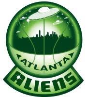 A green logo of the atlanta aliens