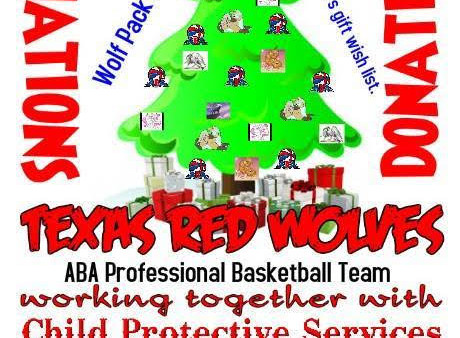 A poster for the texas red wolves basketball team.