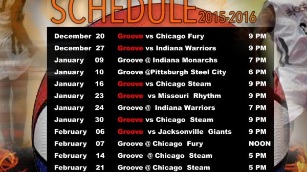 A poster of the game schedule for groove.