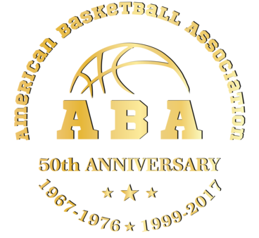 A gold colored logo for the basketball association.