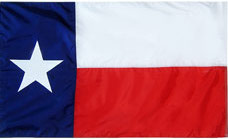 A texas flag with the lone star state on it.