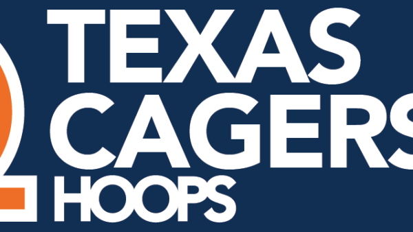 A blue and white logo for texas cages.