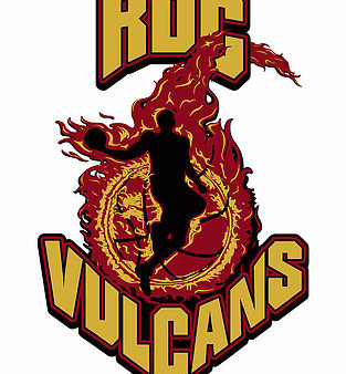 A logo of the basketball team rdg vulcans.