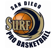 A logo of the san diego surf pro basketball team.