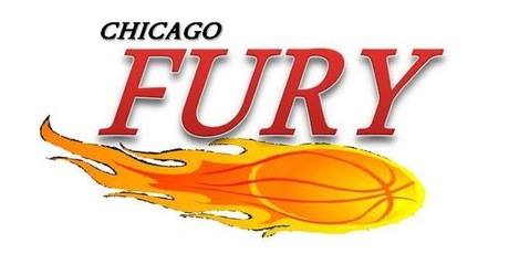 A chicago fury logo with a basketball on it.