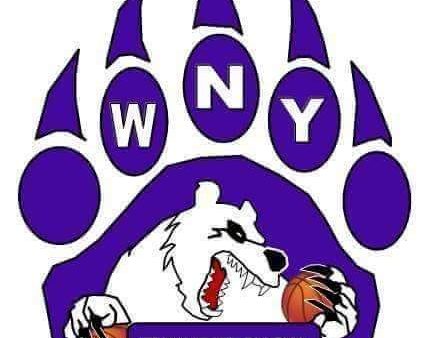 A purple bear paw with the words " wny thundersnow ".