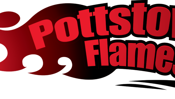 A red and black logo for spotts flame