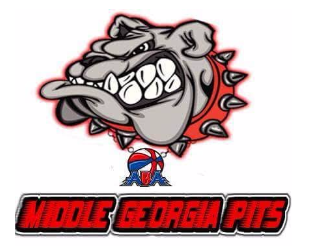 A bulldog with a mouth open and the words " middle georgia pits ".