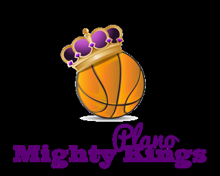 A basketball with a crown on it and the words plano mighty kings.