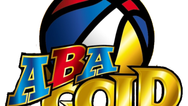 A basketball logo with the words aba gold in front.