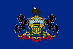 A blue flag with the state of pennsylvania on it.