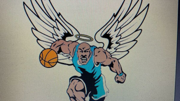 Chicago Angels basketball logo with angel wings.