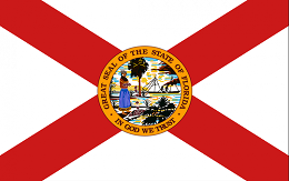 A flag of florida with the state seal on it.