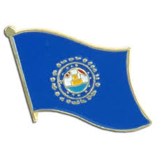 Blue flag with a yellow circle.