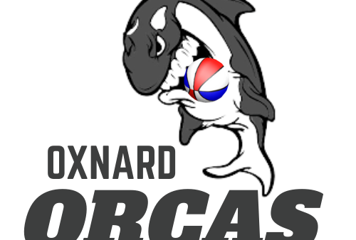 Oxnard Orcas logo with basketball.