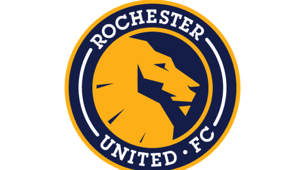 Rochester United FC logo with a lion