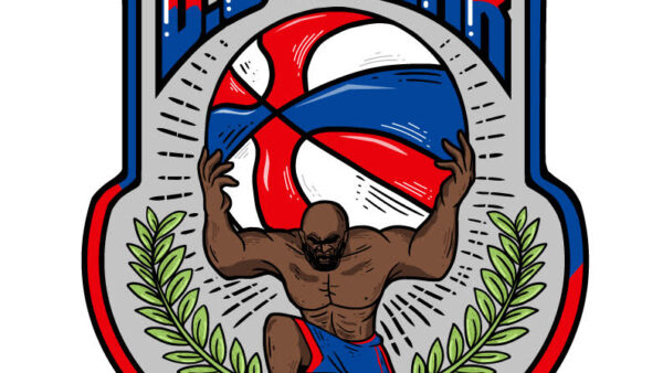 A. C. Crunk basketball logo with a man